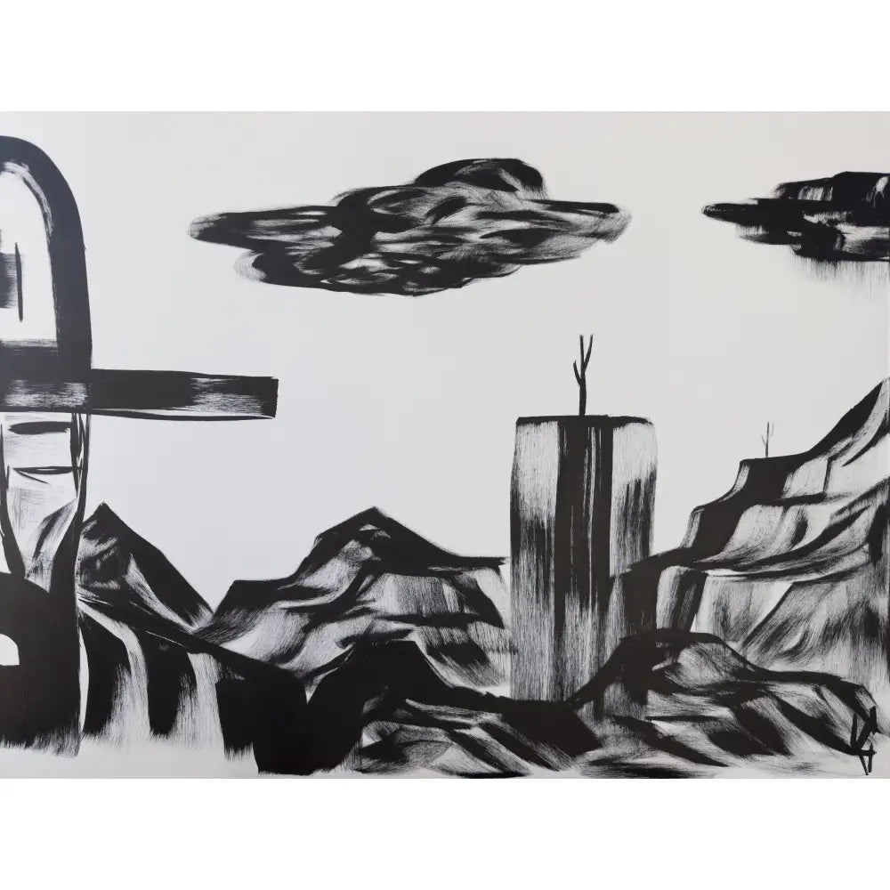 Cowboy Landscape - Right Painting (Triptych)