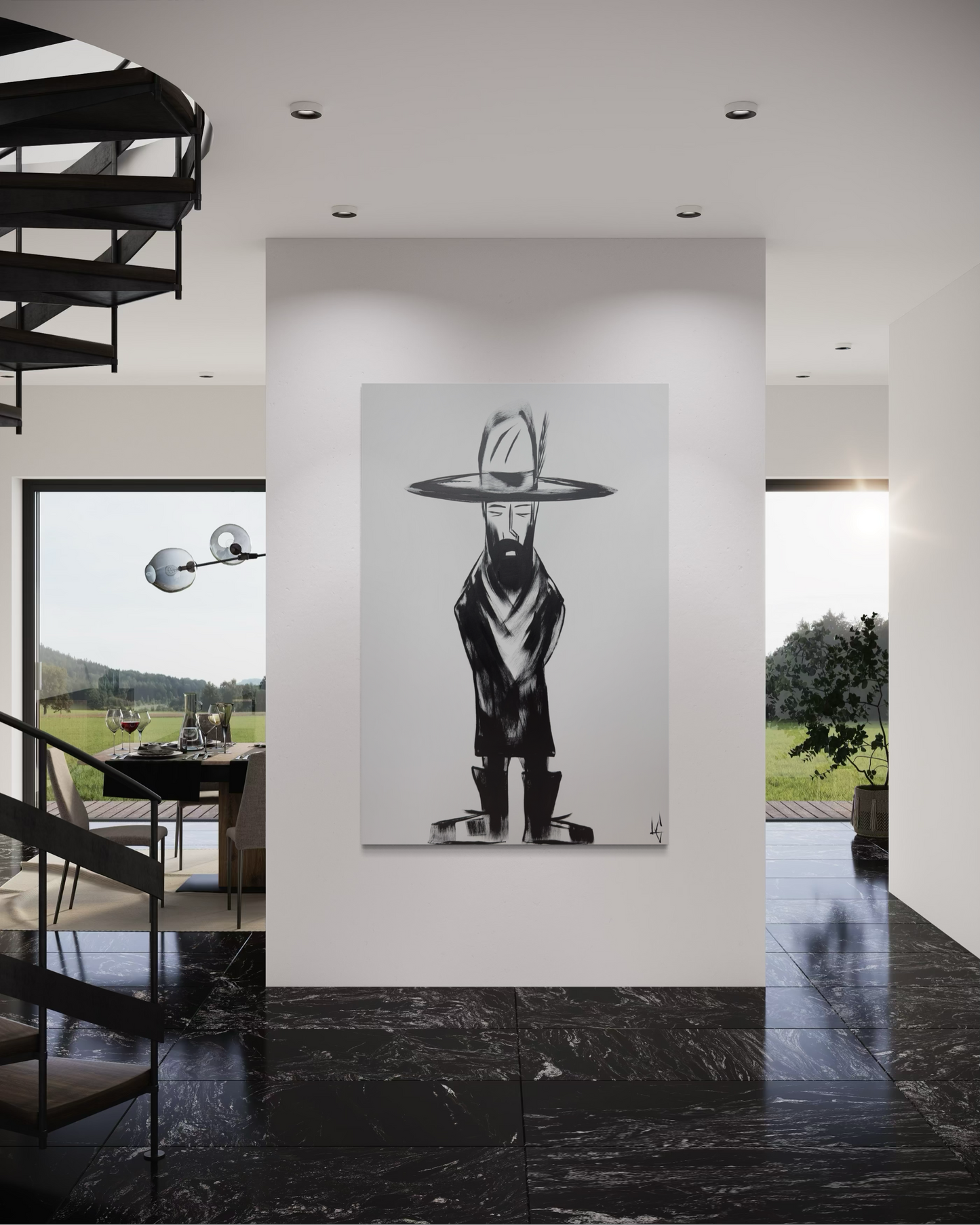 Man in Hat Standing 057