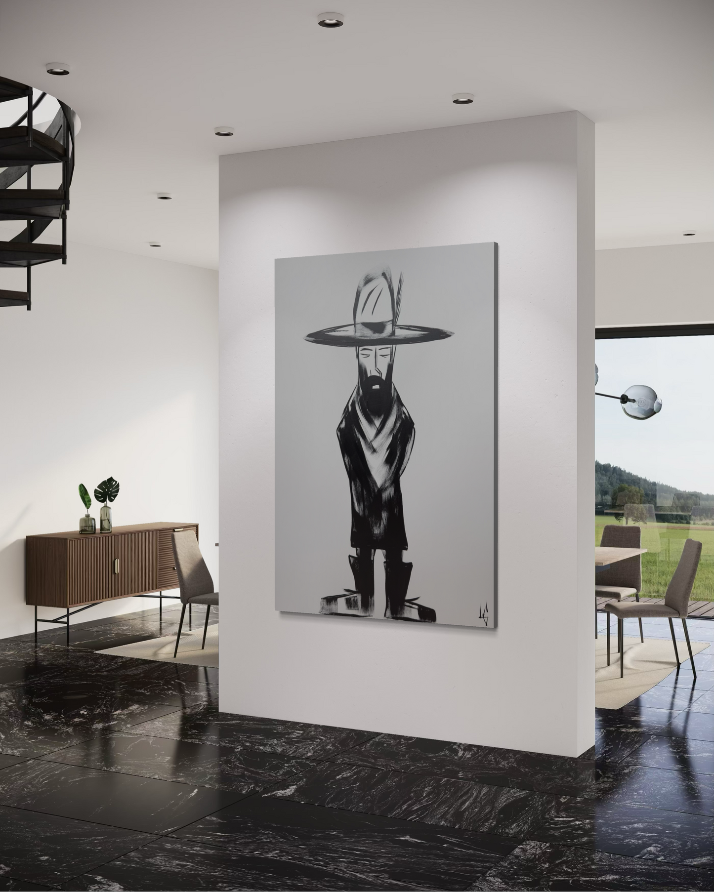 Man in Hat Standing 057