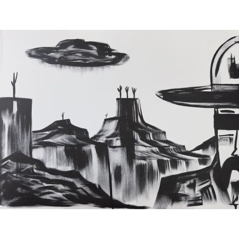 Cowboy Landscape - Left Painting (Triptych)