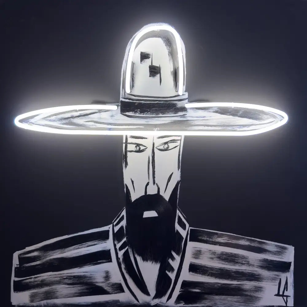 Man in Hat 1083 Neon Cowboy
