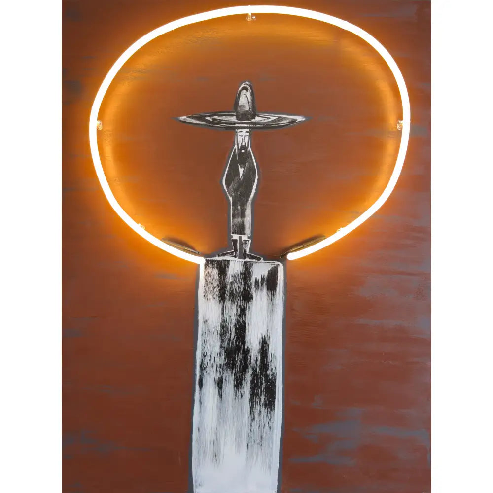 Man in Hat Standing 39 Neon Cowboy