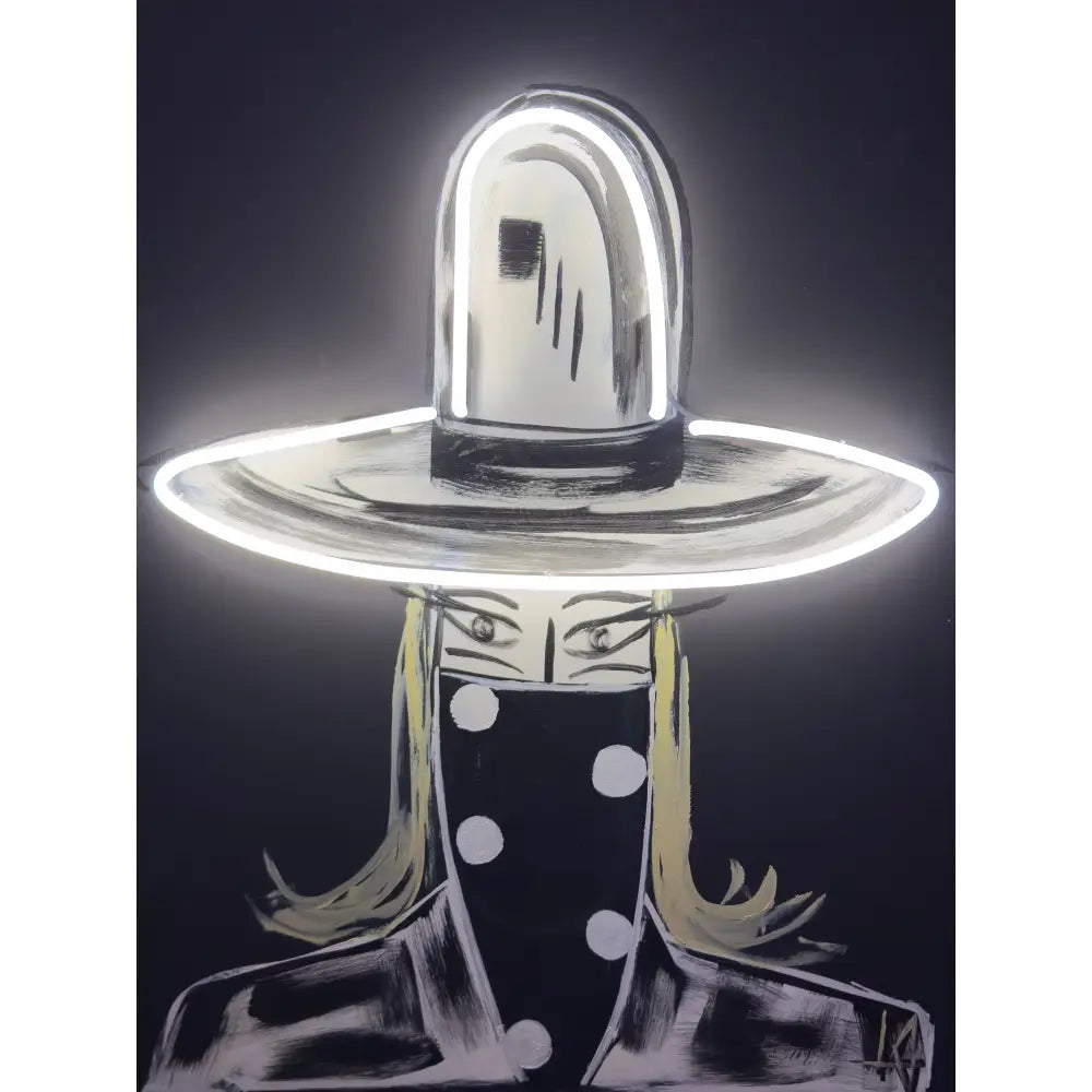 Neon Woman in Hat